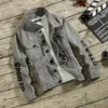Denim Jackets Man Punk Ripped Jeans Coat for Men Slim Fit with Print Hole Winter 2024 Cheap Price Stylish on Board Fast Delvery - Image 6