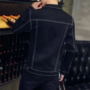 Men's Denim Jacket Red Korea Male Jean Coats Slim Fit Low Cost Fast Delvery Big Size Lxury in Lowest Price Branded Menswear Worn - Image 7