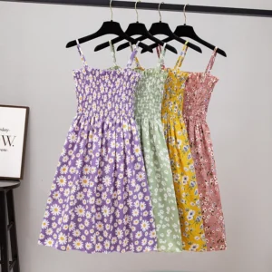 Summer Mini Dresses Fashion Female Elastic High Waist Casual Spaghetti Strap Sleeveless Dress Women Chiffon Dresses Vestidos - Image 4