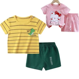 Kids Cartoon Clothing Sets Summer Fashion Short Sleeve Suits Boys Girls T-Shirts+Shorts 2Pcs Children Outfits 0-6 Years - Image 3