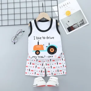 Summer Cute Cartoon 2PCS Kids Baby Boys Girls Cartoon Vest Top Shorts Pants Set Clothes Children Pajamas Girls Clothing Sets - Image 7
