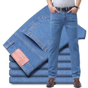 Men's Denim Jeans Thin Summer Straight Business Soft Fashion New High Quality Pants New Arrivals Dropship OL Work Trousers - Image 4