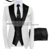 ( Jacket + Vest + Pants )Suits for Mens 2024 Casual Business Suit High-end Social Formal Suit 3 Pcs Set Groom Wedding Men - Image 3