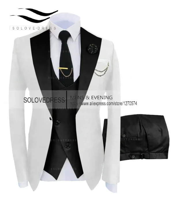 ( Jacket + Vest + Pants )Suits for Mens 2024 Casual Business Suit High-end Social Formal Suit 3 Pcs Set Groom Wedding Men - Image 3