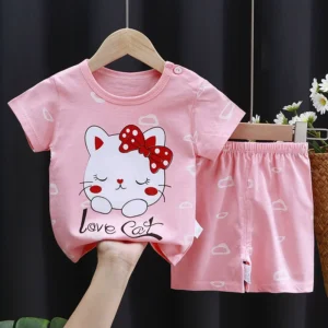 Kids Cartoon Clothing Sets Summer Fashion Short Sleeve Suits Boys Girls T-Shirts+Shorts 2Pcs Children Outfits 0-6 Years - Image 4