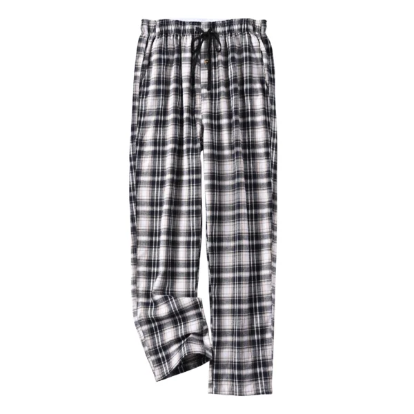 Men's 100% Cotton Plaid Pajama Sleeping Pants, Long Plaid Print Sleepwear Pajama Pants with Elastic Waist Homewear - Image 5