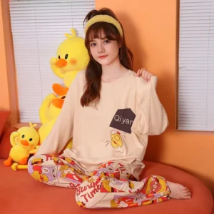 Women's 2-Piece Spring, Autumn And Summer Pajamas Women's Long Sleeve New Korean Version Fashion Casual Ladies Loungewear Set - Image 5