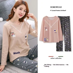 Spring and Autumn Ladies New Pajamas Homewear Suit Women Long-Sleeved Christmas Suit Cartoon Less Ladies Pajamas Homewear - Image 7