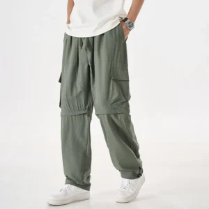 UETEEY Summer New Men's Detachable 2 Sections Cargo Pants Multi-pockets Loose Fit Casual Shorts Work Pants Men Harem Sweatpants - Image 4