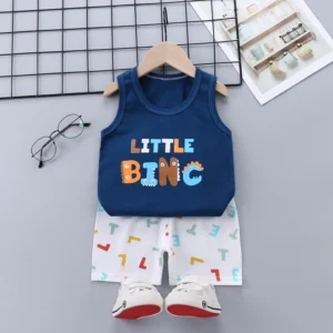 Summer Cute Cartoon 2PCS Kids Baby Boys Girls Cartoon Vest Top Shorts Pants Set Clothes Children Pajamas Girls Clothing Sets - Image 3