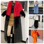 Winter Contrast Faux Fur Coat Women Long Sleeve Thick Warmth Outwears OvercoatAutumn New Clothes
