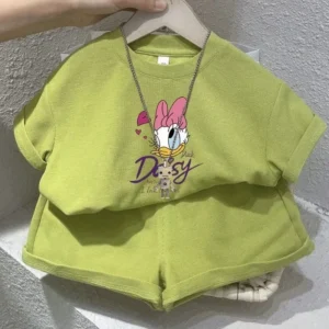 Summer Baby Girl Boy Clothes Set Children Disney Daisy Printing T-shirt and Short Two Pieces Suit Kid Shorts Sleeve Tracksuit