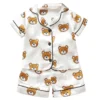Children's Pajama Set Cartoon Little Bear Girl Ice Silk Satin Top and Pants Set Boys' Pajamas Spring/Summer Baby Set