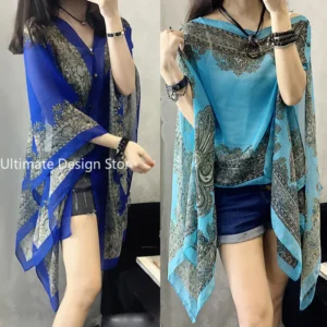Woman Fashion Beach Dress Blouses Sun Protection Cardigan Summer Beach Holiday Cardigan Women Long Blouses Tops - Image 3