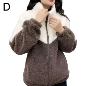Colored Thickened New Jackets Lamb Fleece Long Sleeve Autumn Length Elegant Outwear Zipper Mid Coats Women Tops Winter Quil B7I3 - Image 5