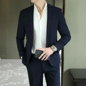 2023 Men's High-End Boutique Suit And Trousers Set British Wedding Party Fashion Business Casual Trendy Two-Piece Ensemble - Image 3
