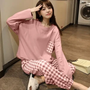 Women's 2-Piece Spring, Autumn And Summer Pajamas Women's Long Sleeve New Korean Version Fashion Casual Ladies Loungewear Set - Image 3