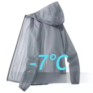 Men Summer Thin Sun Protection Jacket Outdoor Zipper Hooded Loose Casual Outerwear UV-proof Breathable Quick Dry Cycling Coats - Image 3