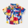 Children's Clothing Boys Short Sleeves Shirt Summer Beach Leaves Dinosaur Printed Blouse Hawaiian Aloha Top Shirts for 2-8y Kids - Image 3