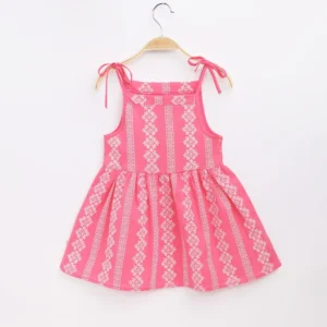 2025 Summer Girls Korean Version Strappy Dress Kids Pink Sleeveless Printed Dress Baby Cotton And Linen Casual Princess Dress - Image 6