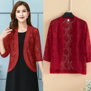 Lace Solid Color Long Sleeve Coat V-neck Fashion Autumn Thin Casual Temperament Cardigan Jackets Sexy Women's Clothing 2023 New - Image 7