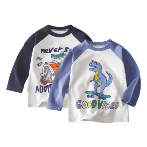 Adorable Long Sleeves Cotton Shirts for Children Spring Season Durable Comfortable and Breathable Children Wear for Boys Girls