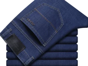 Summer New Elastic Men's Jeans Fashion Comfortable Business Straight Stretch Cotton Casual Denim Pants Brand Male Thin Trousers