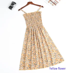 Summer Mini Dresses Fashion Female Elastic High Waist Casual Spaghetti Strap Sleeveless Dress Women Chiffon Dresses Vestidos - Image 5