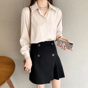 Plus Size Shirts Spring Summer Fashion Female Long Sleeve Loose Solid Blouse Tops Casual Chiffon Shirt Women Office Lady Shirts - Image 6