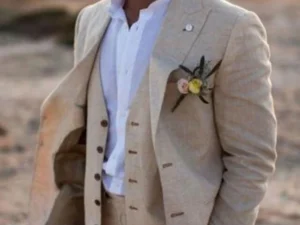 3 Pieces Wedding Men Groom Tuxedo Formal Suit British Style Summer Costume Hommes Slim Fit Peak Lapel Blazer (Jacket+Vest+Pants)