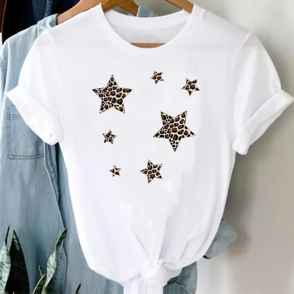 Leopard Print Explosive European and American Leopard Print Print Dress Blouse Women's T-shirt Oversized T Shirt Tops - Image 4