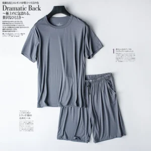 Modal Cotton Pajamas Suit Summer Men's Thin Loose Short-sleeved Shorts Nightwear Male Soft Breathable Homewear Sports Loungewear - Image 5