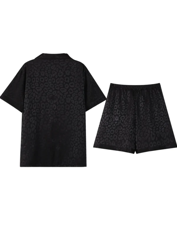 Men's pajamas short sleeved summer ice silk home clothing men's summer casual thin cardigan can be worn as a set home clothing - Image 3