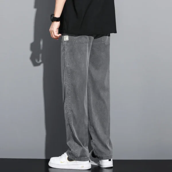 S-5XL 6Style,Men's Loose Jeans Summer Soft Lyocell Thin Fabric Straight Pants Drawstring Elastic Waist Korea Casual Trousers,Y2K - Image 7