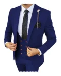 Formal dark blue Men 3 Pieces Tuxedos Slim Fit navy blue Business Suits Groom Champagne Tuxedos Wedding Suit (Blazer+Pants+Vest)