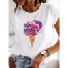 ⁦Women's Short-sleeved Explosive Insect Butterfly Dragonfly Print Round Neck T-shirt Women Clothes Oversized T Shirt Harajuku⁩ - الصورة ⁦3⁩