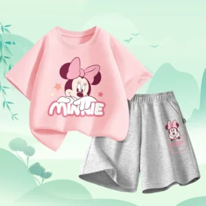 Summer Baby Girl Boy Clothes Set Children Disney Minnie Printing T-shirt and Short Two Pieces Suit Kid Shorts Sleeve Tracksuit - Image 7