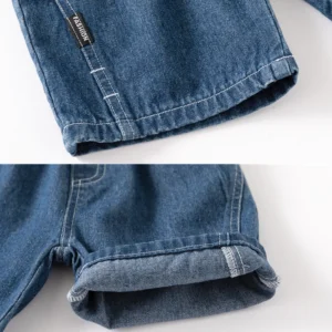 Boys Summer Jean Shorts Solid Color Fashion Trendy Cropped Pants Kids Denim Shorts Elastic Waist Casual children's Short Pants - Image 6