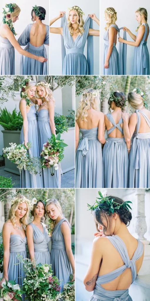 BABYONLINE Sexy Bridesmaid Dress Infinity Style Convertible Halter V neckline Gown Sleeveless Multiway Wrap Changable Guest Gown - Image 3
