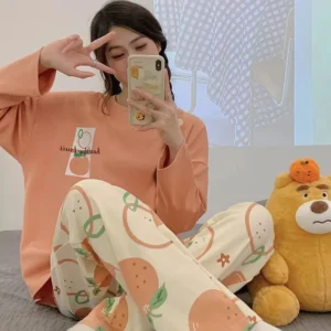 2025 New Spring and Fall Pajamas Women's Models Long-Sleeved Big Yards Thin Section Cartoon Cute Girls Student Pajamas Home Wear - Image 4