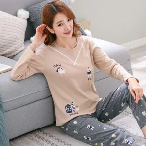 Spring and Autumn Ladies New Pajamas Homewear Suit Women Long-Sleeved Christmas Suit Cartoon Less Ladies Pajamas Homewear