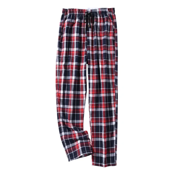 Men's 100% Cotton Plaid Pajama Sleeping Pants, Long Plaid Print Sleepwear Pajama Pants with Elastic Waist Homewear - Image 7