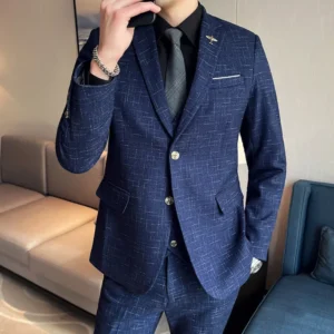 Men's High-Quality Wedding Suit 3 Piece Set Fashion Business Professional Groom Best Man Suit with Vest And Trousers - Image 4