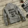 Denim Jackets Man Punk Ripped Jeans Coat for Men Slim Fit with Print Hole Winter 2024 Cheap Price Stylish on Board Fast Delvery - Image 3