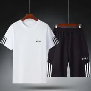 Men Pajamas Fitness Sweat Suit Summer Short Sleeve T-Shirt Loose Nightwear Homewear Sportswear Youth Sleepwear Loungewear