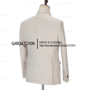 2 Pieces Men's Slim Fit With 4 Real Pocket Single Breasted Suit Formal Suits Groomsmen Wedding Tailored Fit (Blazer+Pants) - Image 5