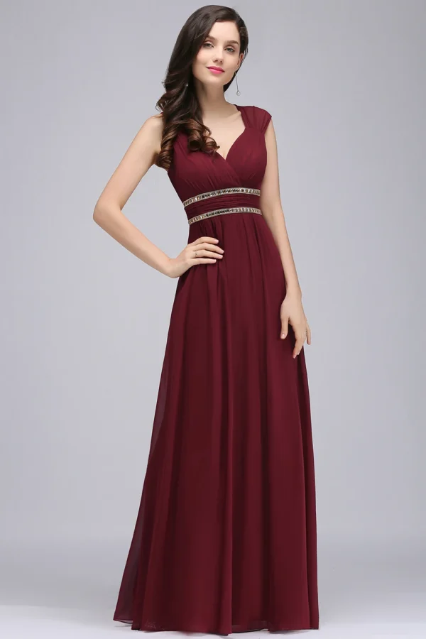 BABYONLINE Double V Neck Floor Length Sparkly Evening Dresses for Party - Image 3