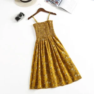 Summer Chiffon Camisole Sleeveless Dress Women Mini Dresses Fashion Elastic Waist Casual Spaghetti Strap Dresses Vestidos Girls - Image 6
