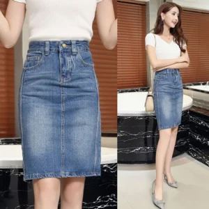 Skirts For Women Midi Denim To Knees Length Womens Skirt Casual Trend A Line Streetwear Offer Youthful Emo Jeans Y2k V Clothing - Image 4