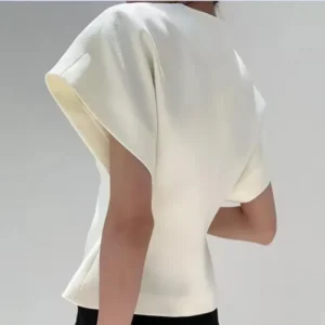 Summer French Asymmetric Blazer Vest Coat Women Drop Shoulder Sleeve Waistcoat One Button Waist Slim Fashion White Top - Image 5